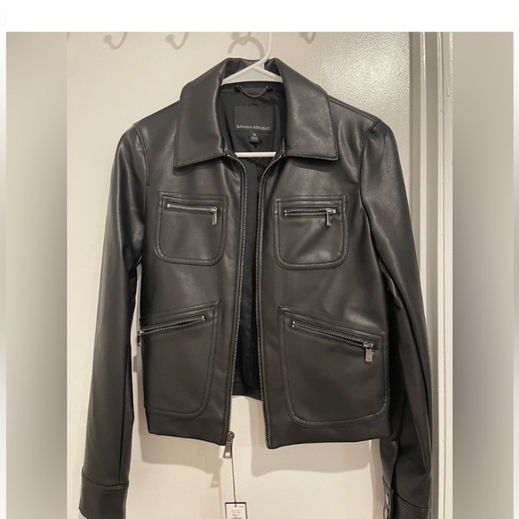 Banana Republic Jackets & Blazers - Banana Republic Black Vegan Leather Jacket XS NWT